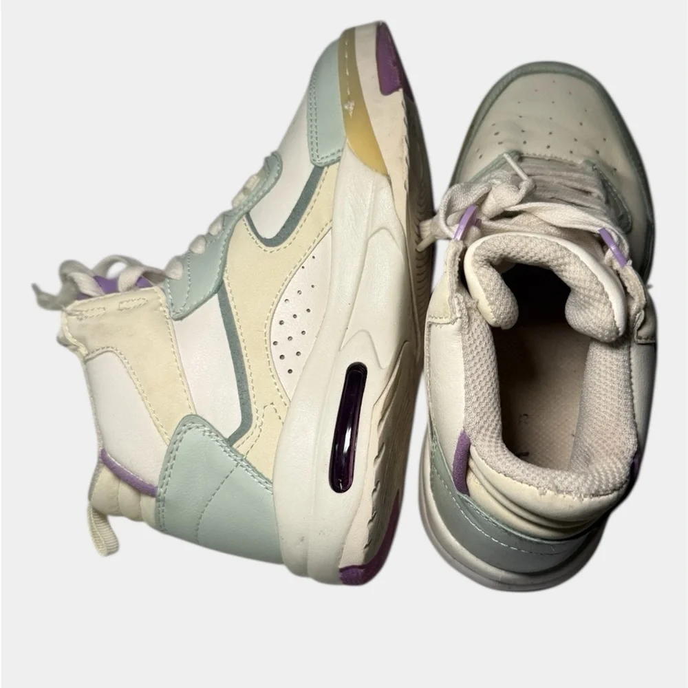 ZARA Kids High Top Sneakers White Purple Light Green Air Bubble Size 35, 3.5-4